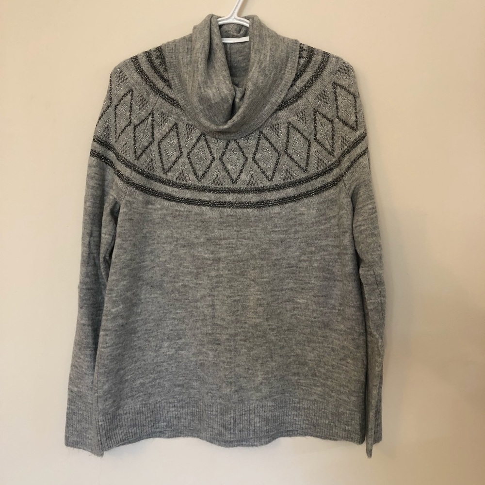 Old Navy Grey Shimmery Cowl Neck Sweater